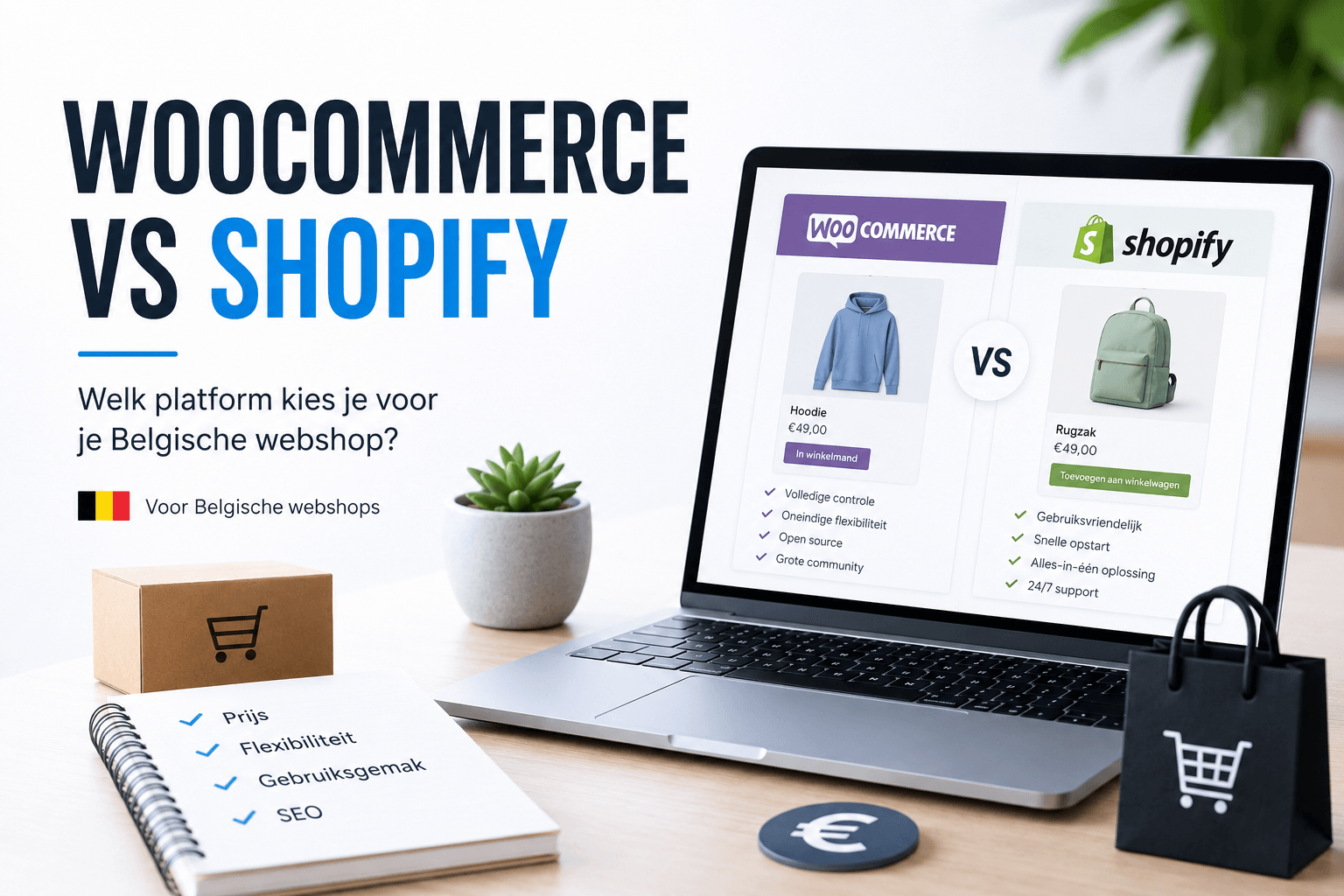 WooCommerce vs Shopify vergelijking voor Belgische webshops