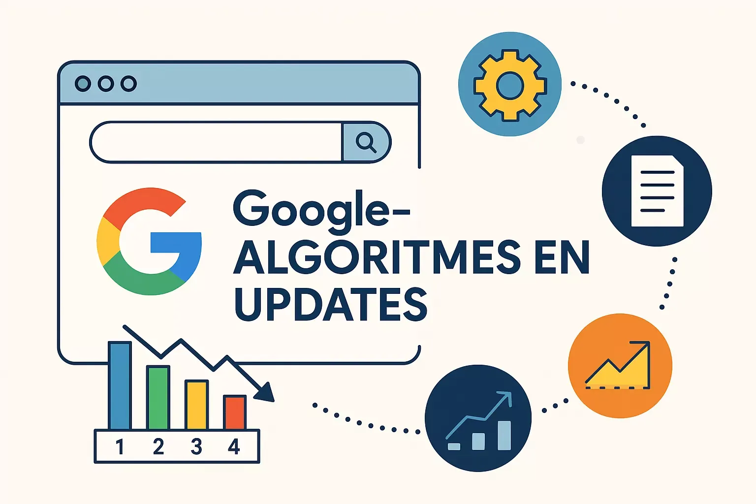 Illustratie van Google-algoritme-updates en hun impact op website ranking
