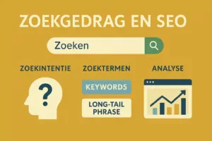 Illustratie van zoekgedrag: en seo: probleemoplossend, navigerend, commercieel en transactioneel zoeken in Google